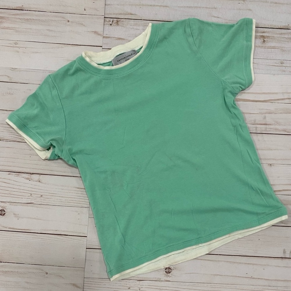 Vintage 90s seafoam green cropped tee small
